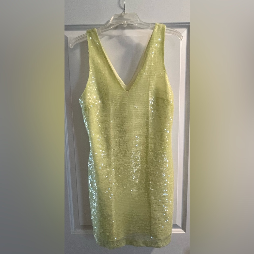 Lemon Lime Sequin Mini Dress